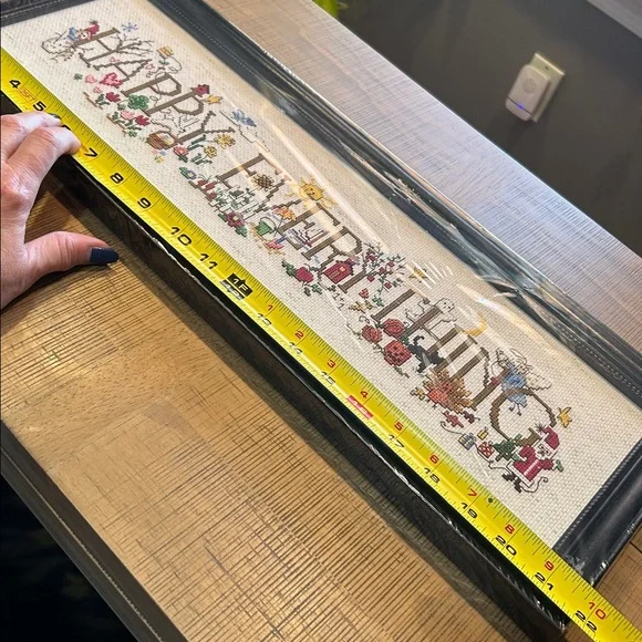 Framed 'Happy Everything' Cross-Stitch Art (New) - Picture 9 of 14